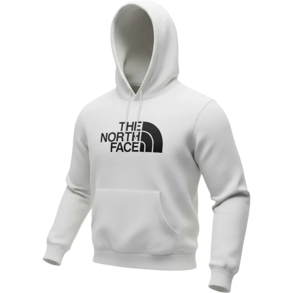 The North Face Logo Pullover Hoodie Men Large White Excellent Fleece Sweatshirt